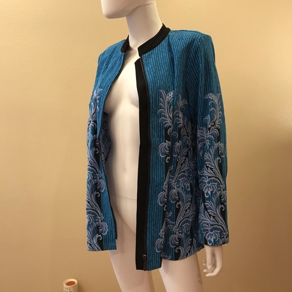 Bob Mackie Wearable Art Jacket Blue Zipper Closure - Picture 13 of 15